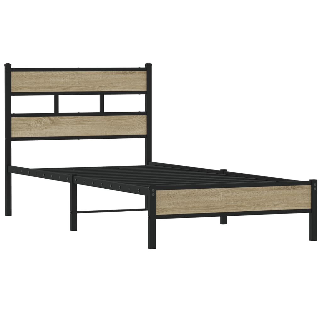 Bed frame without mattress Sonoma oak 75x190 cm wood material