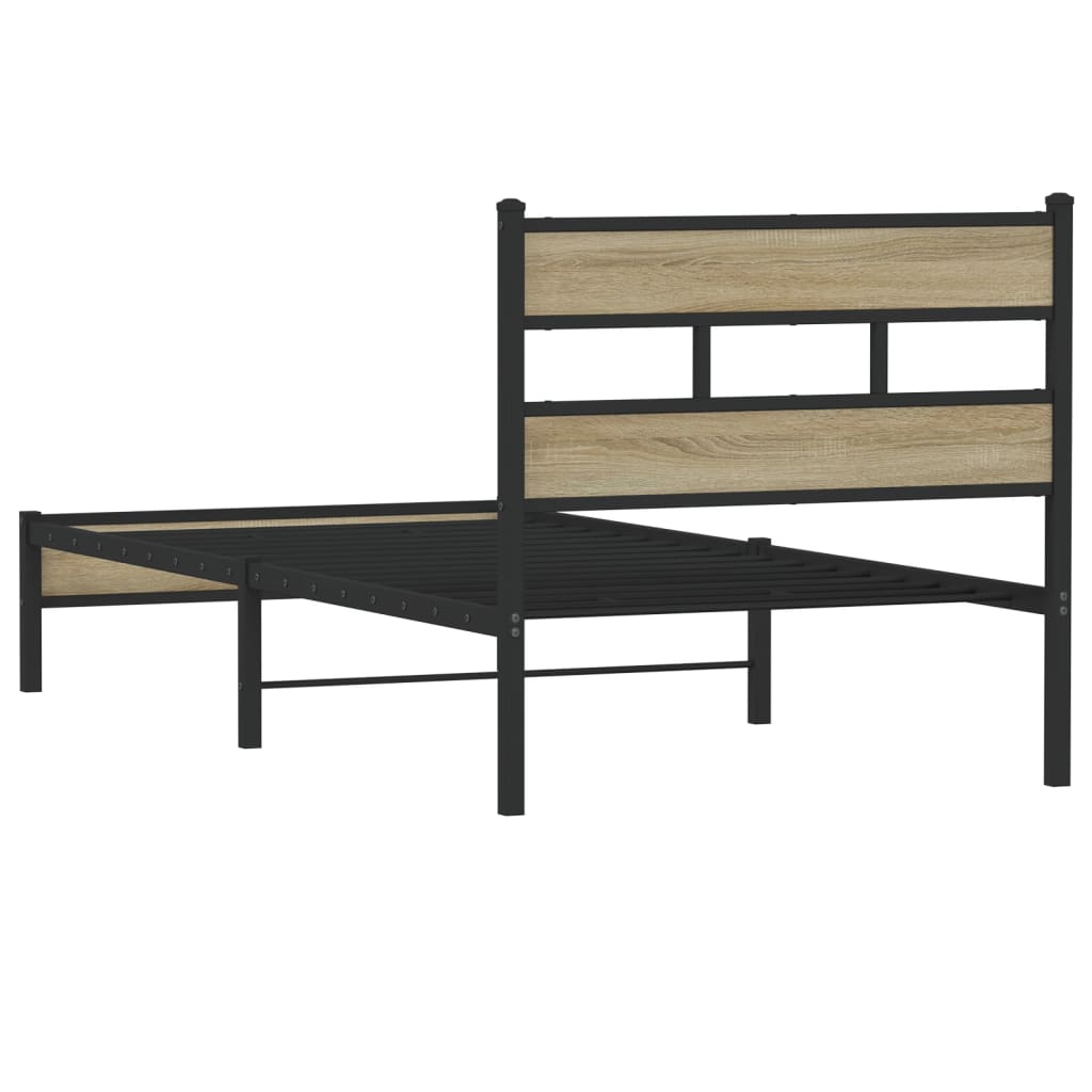 Bed frame without mattress Sonoma oak 75x190 cm wood material