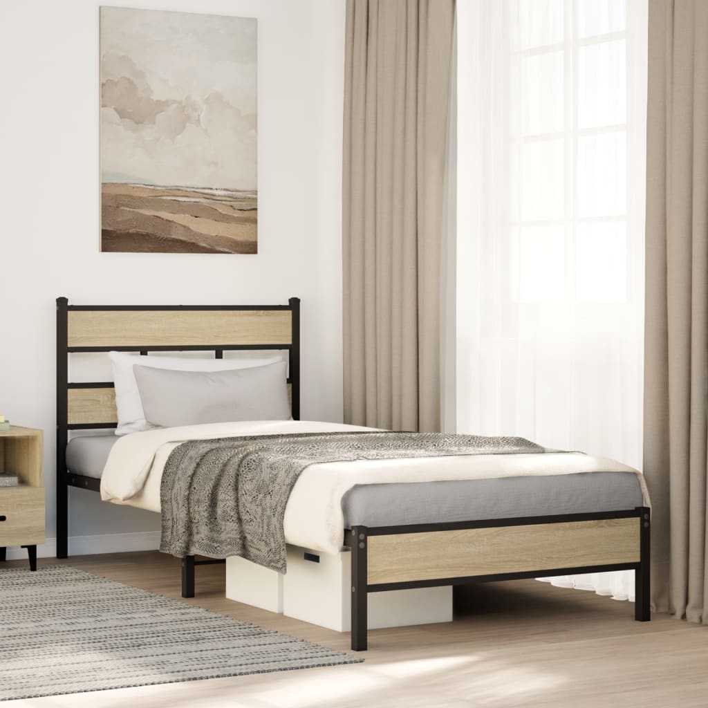 Bed frame without mattress Sonoma oak 75x190 cm wood material