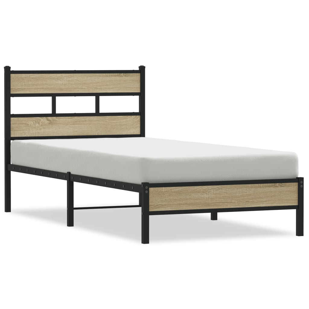 Bed frame without mattress Sonoma oak 100x200 cm wood material