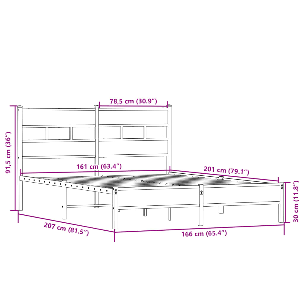 Bed frame without mattress Sonoma oak 160x200 cm wood material