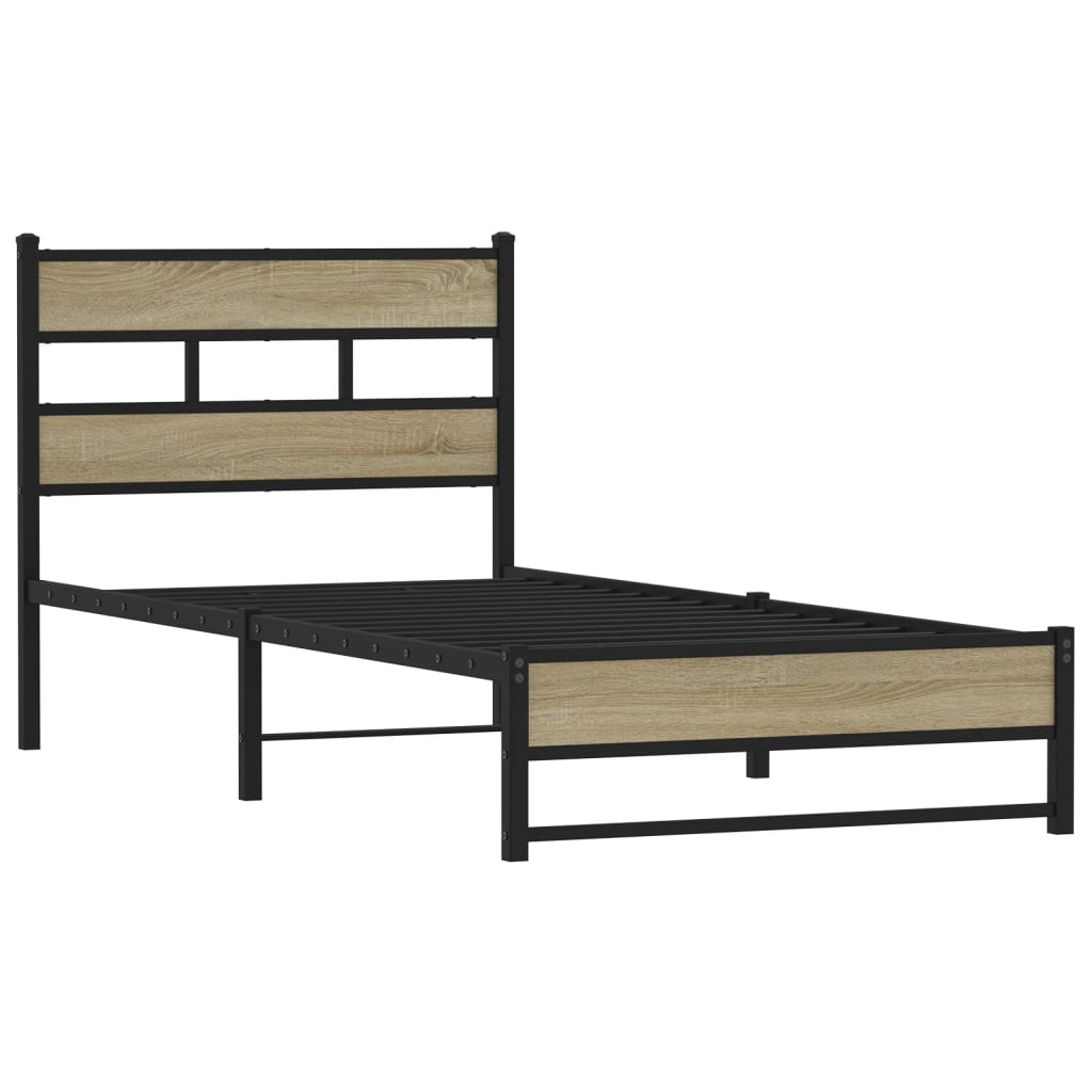 Metal bed without mattress Sonoma oak 90x200 cm