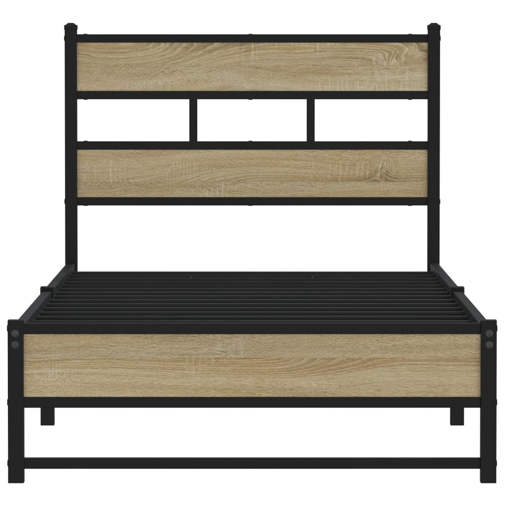 Metal bed without mattress Sonoma oak 90x200 cm