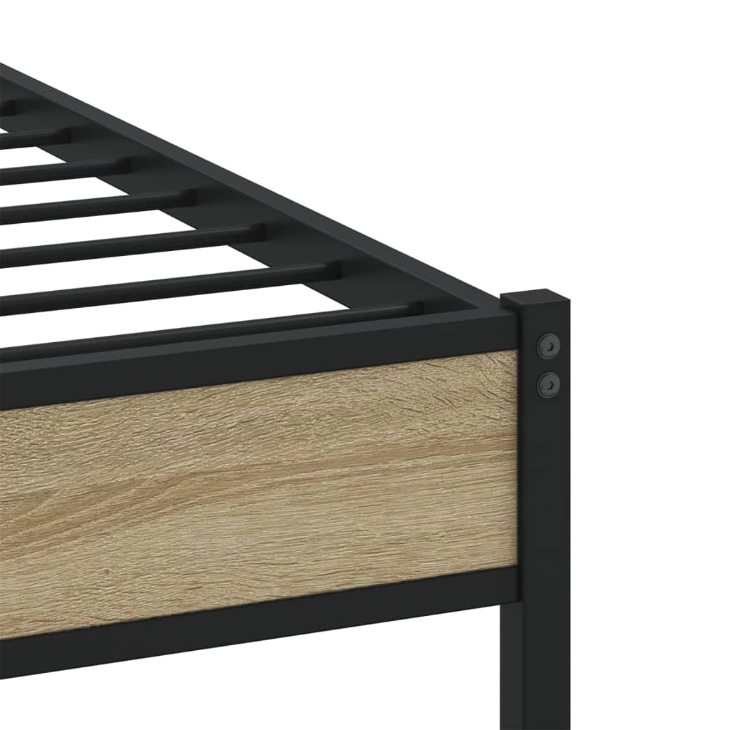 Metal bed without mattress Sonoma oak 90x200 cm