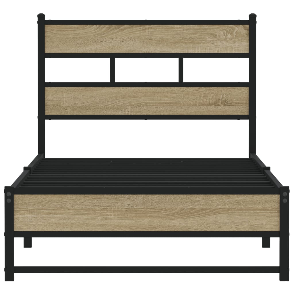 Metal bed without mattress Sonoma oak 100x190 cm