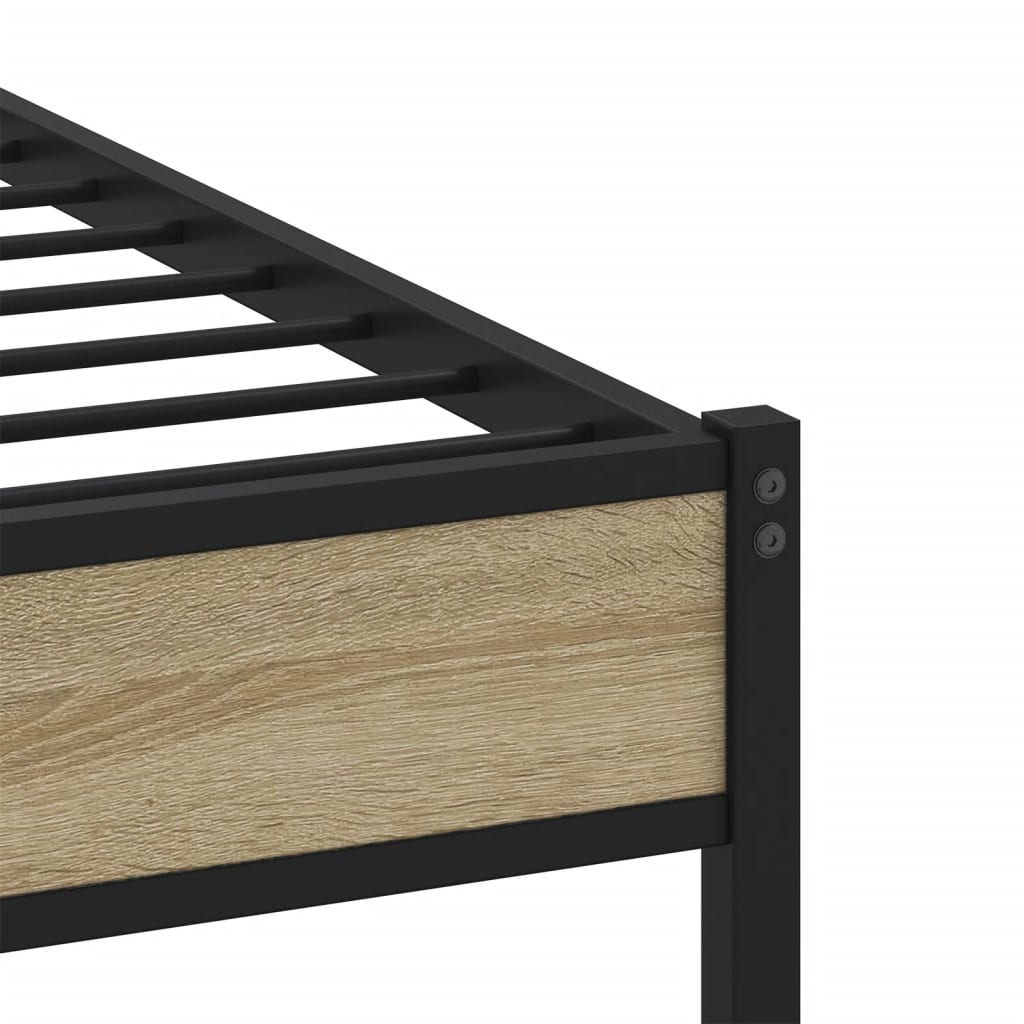 Metal bed without mattress Sonoma oak 100x190 cm