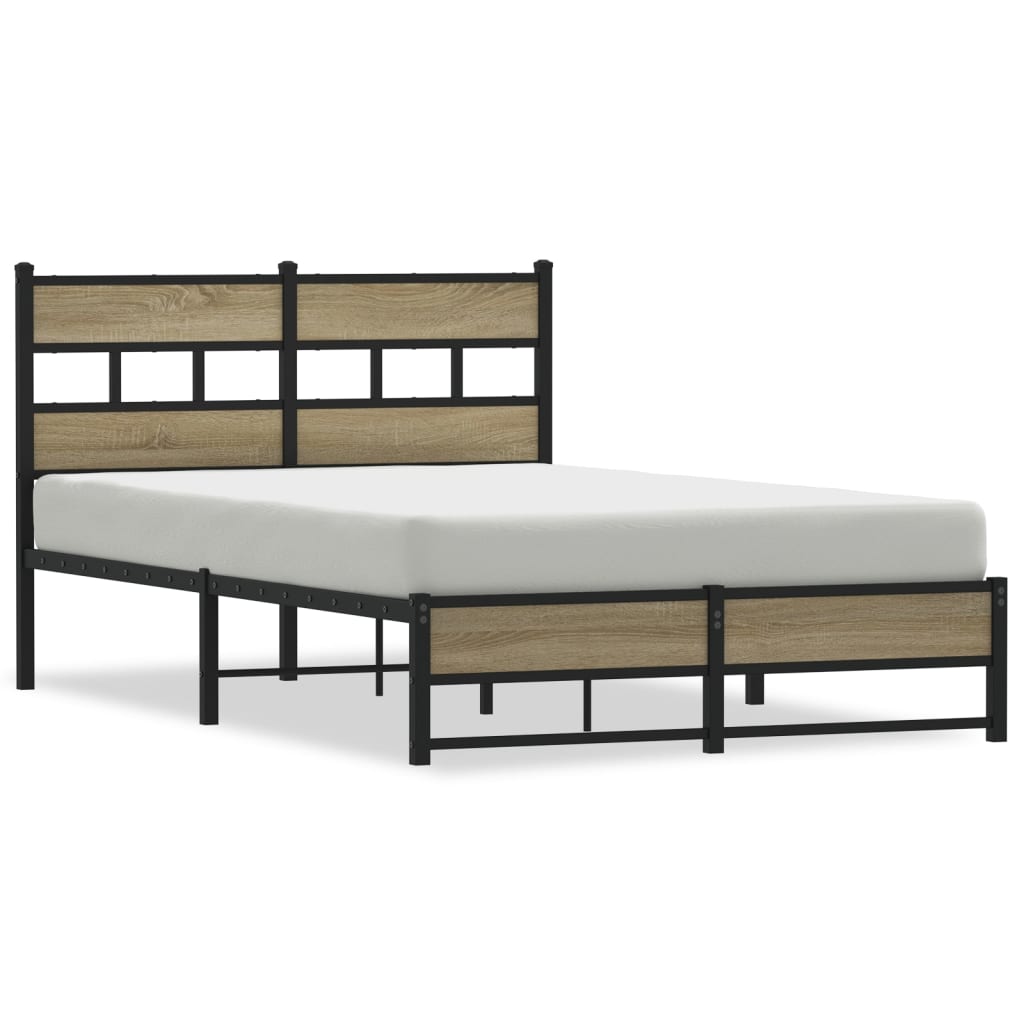 Metal bed without mattress Sonoma oak 120x200 cm