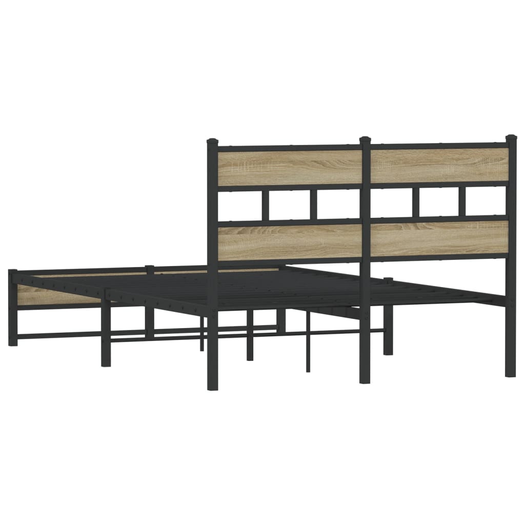 Metal bed without mattress Sonoma oak 120x200 cm