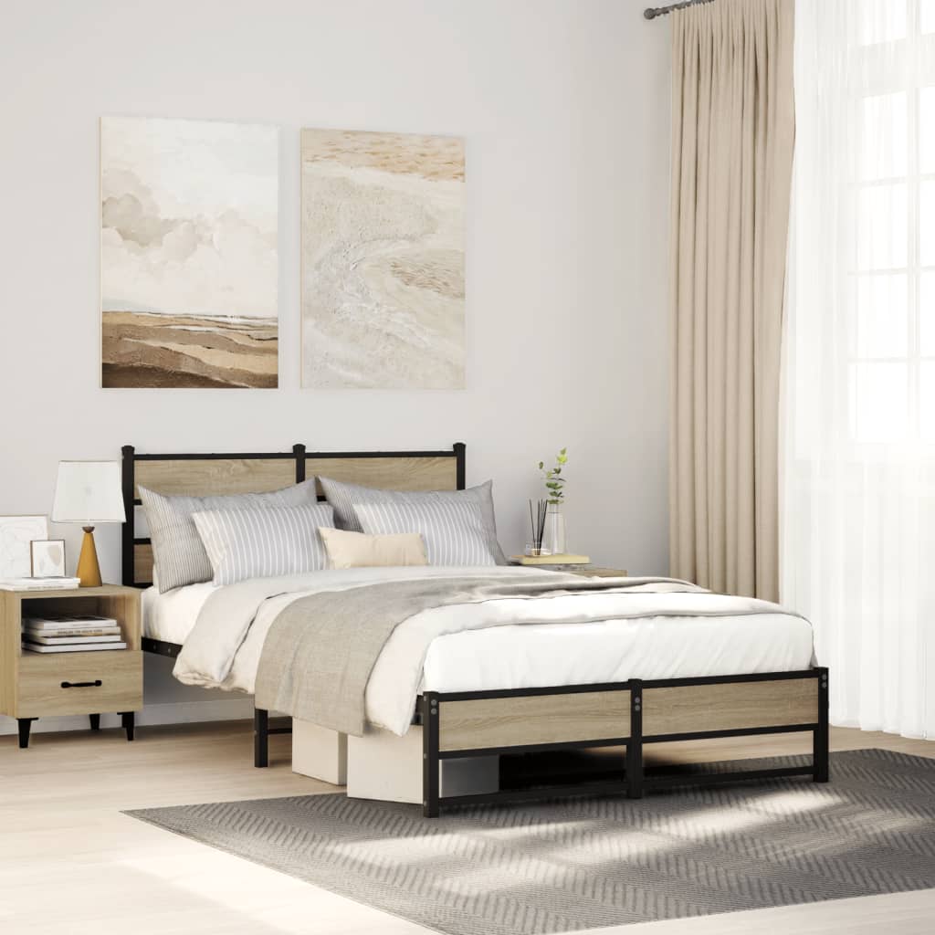 Metal bed without mattress Sonoma oak 120x200 cm