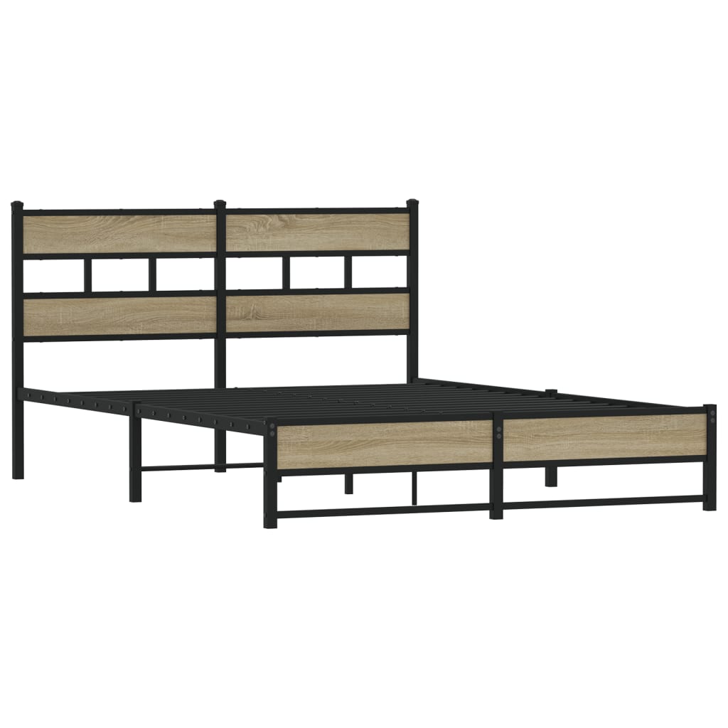 Metal bed without mattress Sonoma oak 135x190 cm