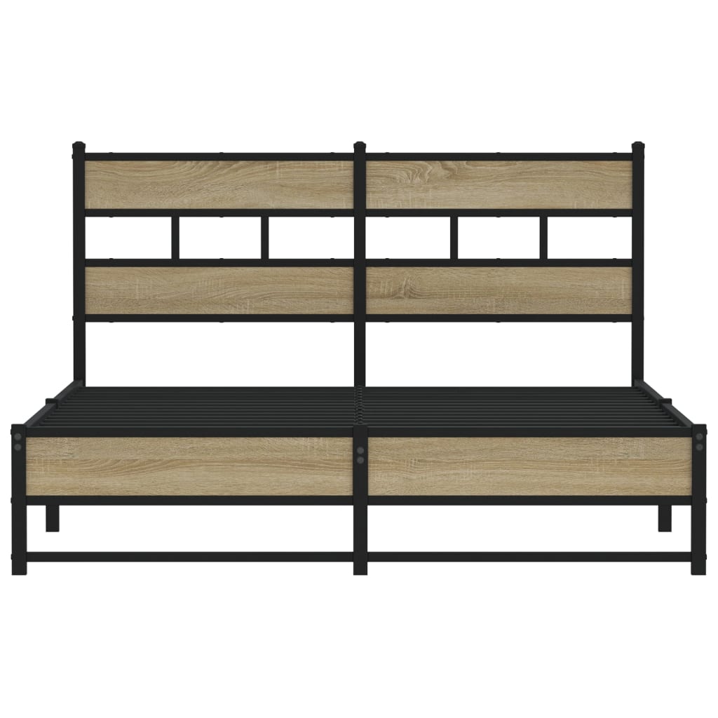 Metal bed without mattress Sonoma oak 135x190 cm