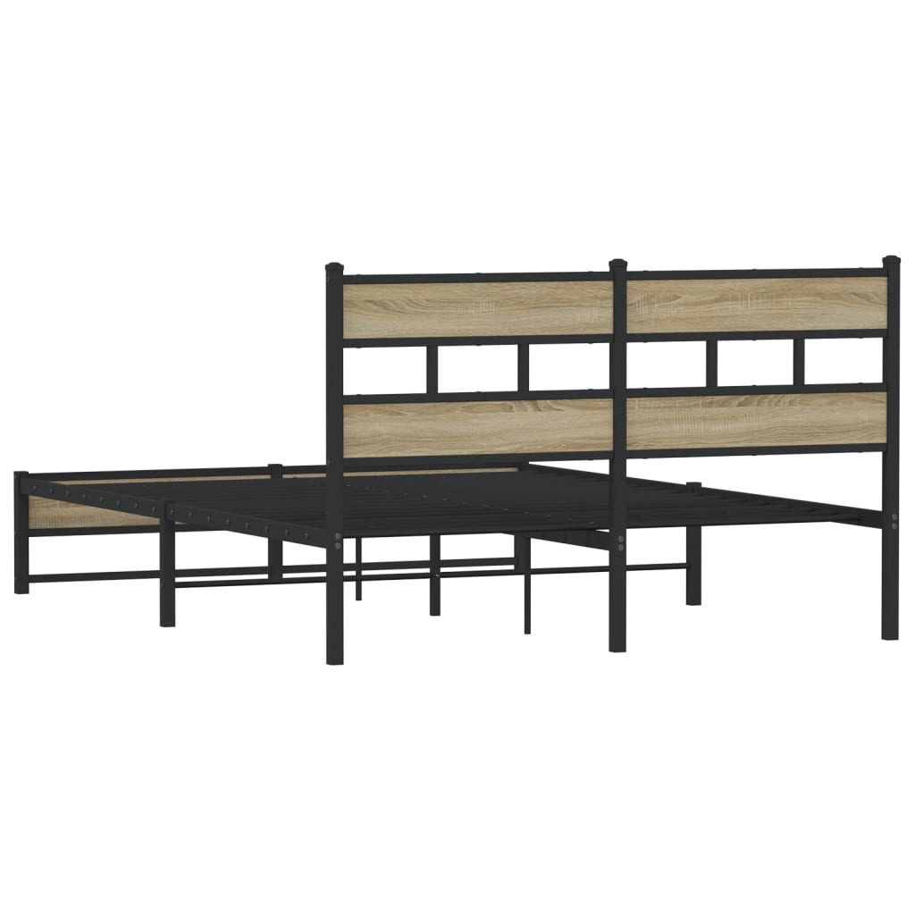 Metal bed without mattress Sonoma oak 135x190 cm