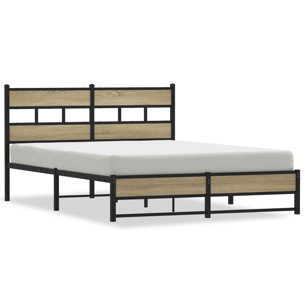 Metal bed without mattress Sonoma oak 160x200 cm