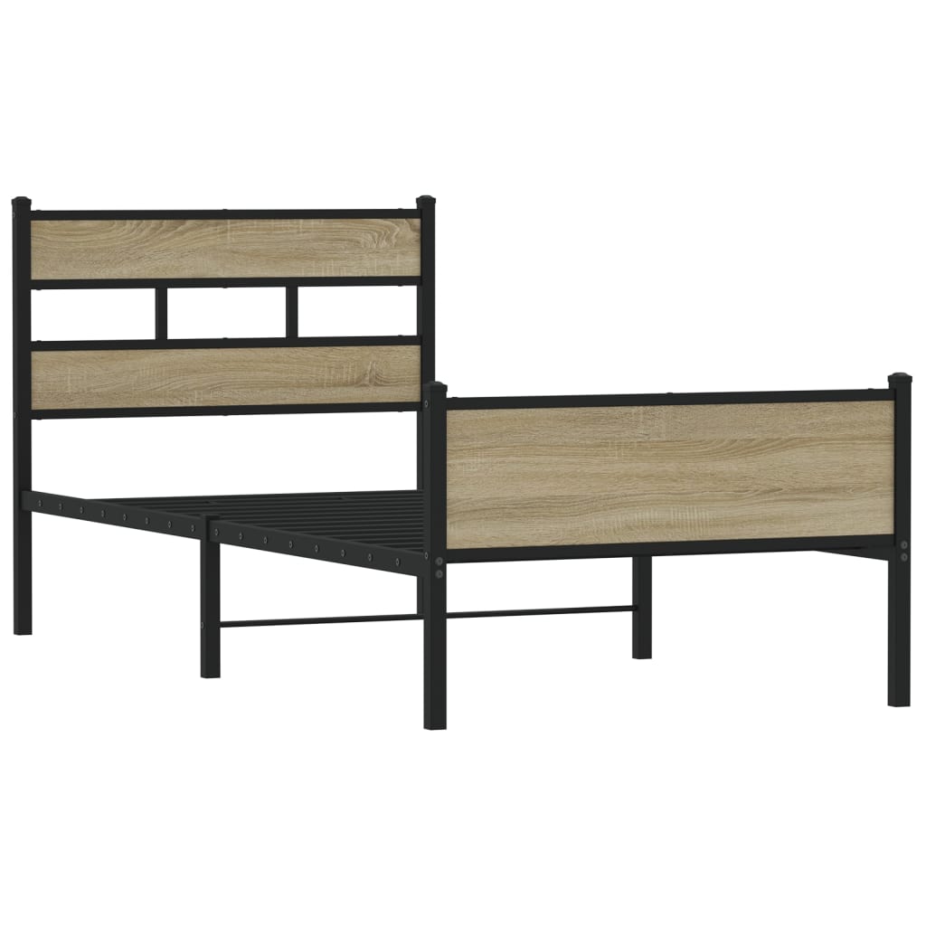 Bed frame without mattress Sonoma oak 75x190 cm wood material