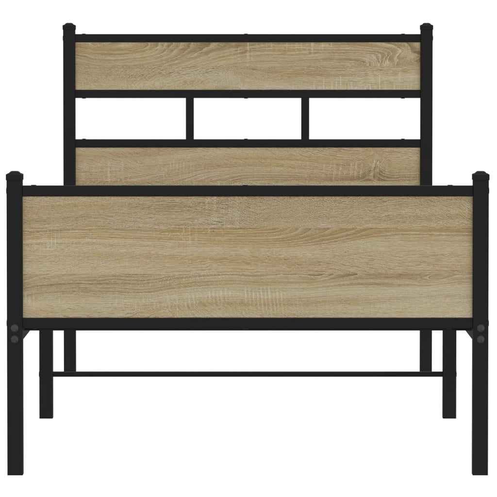 Bed frame without mattress Sonoma oak 75x190 cm wood material