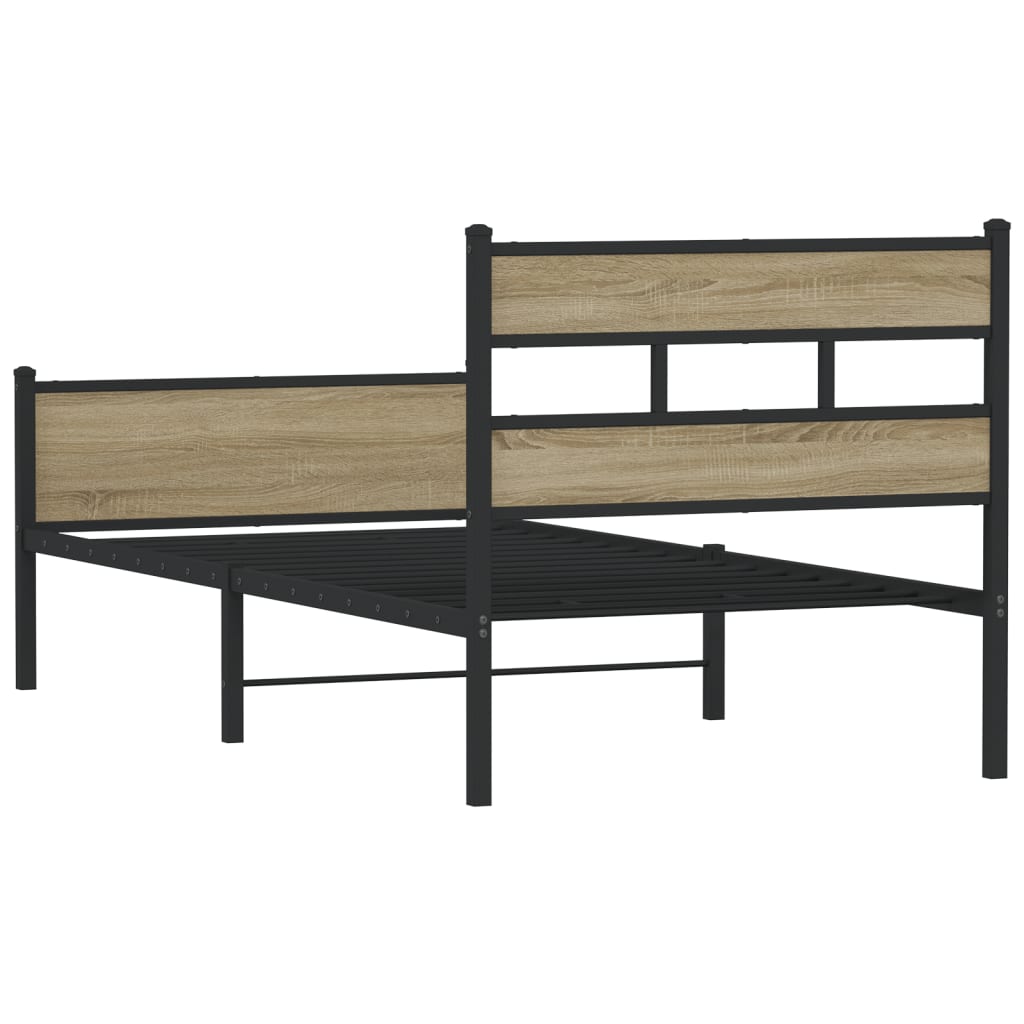 Bed frame without mattress Sonoma oak 75x190 cm wood material