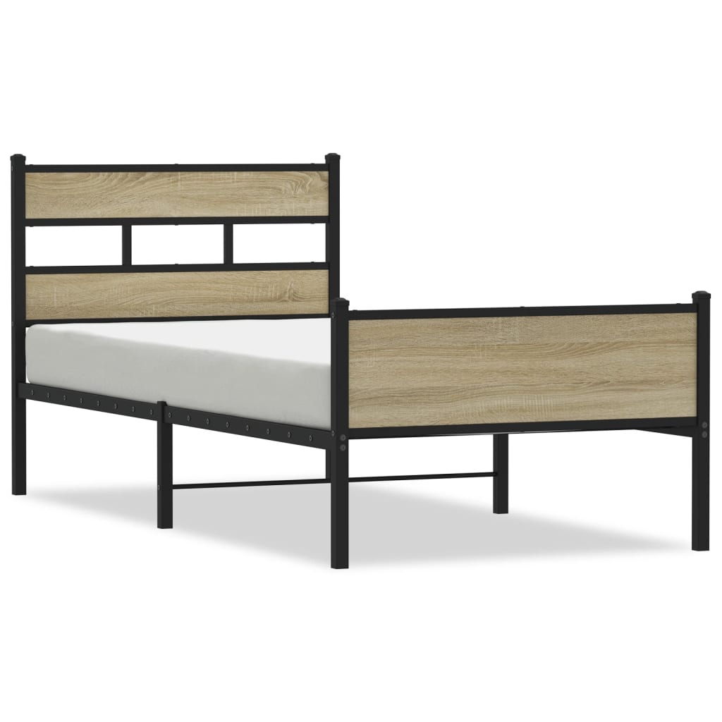 Bed frame without mattress Sonoma oak 100x190 cm wood material