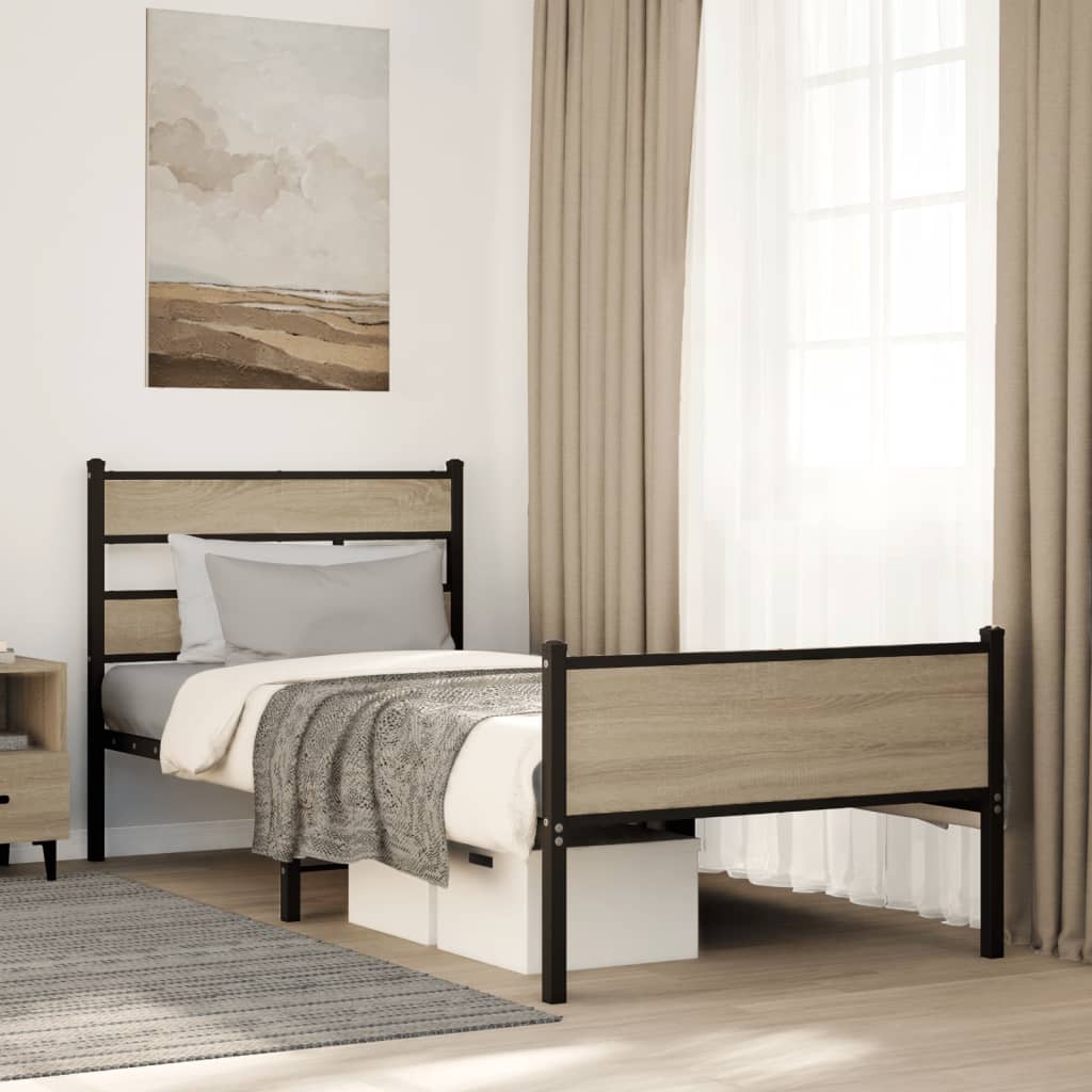 Bed frame without mattress Sonoma oak 100x190 cm wood material