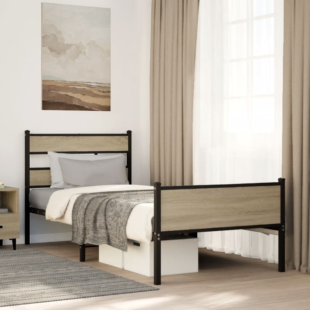 Bed frame without mattress Sonoma oak 100x200 cm wood material