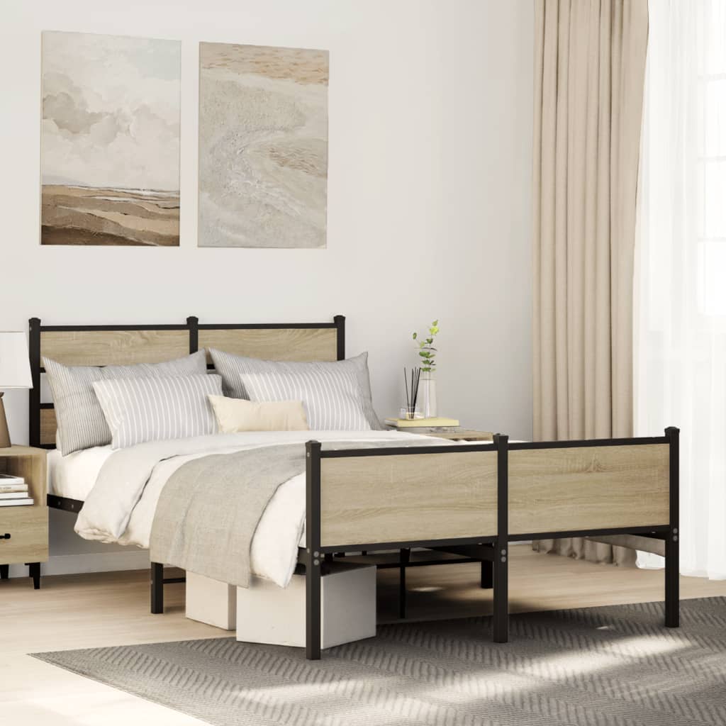 Bed frame without mattress Sonoma oak 120x190 cm wood material