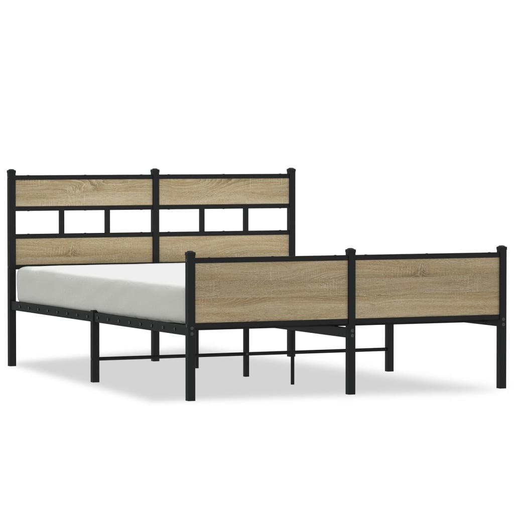 Bed frame without mattress Sonoma oak 137x190 cm wood material