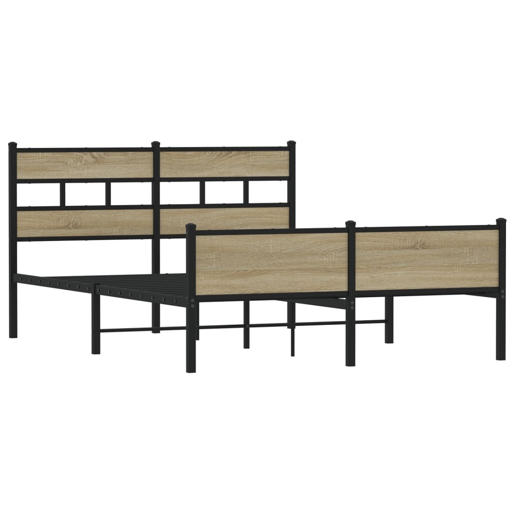 Bed frame without mattress Sonoma oak 137x190 cm wood material