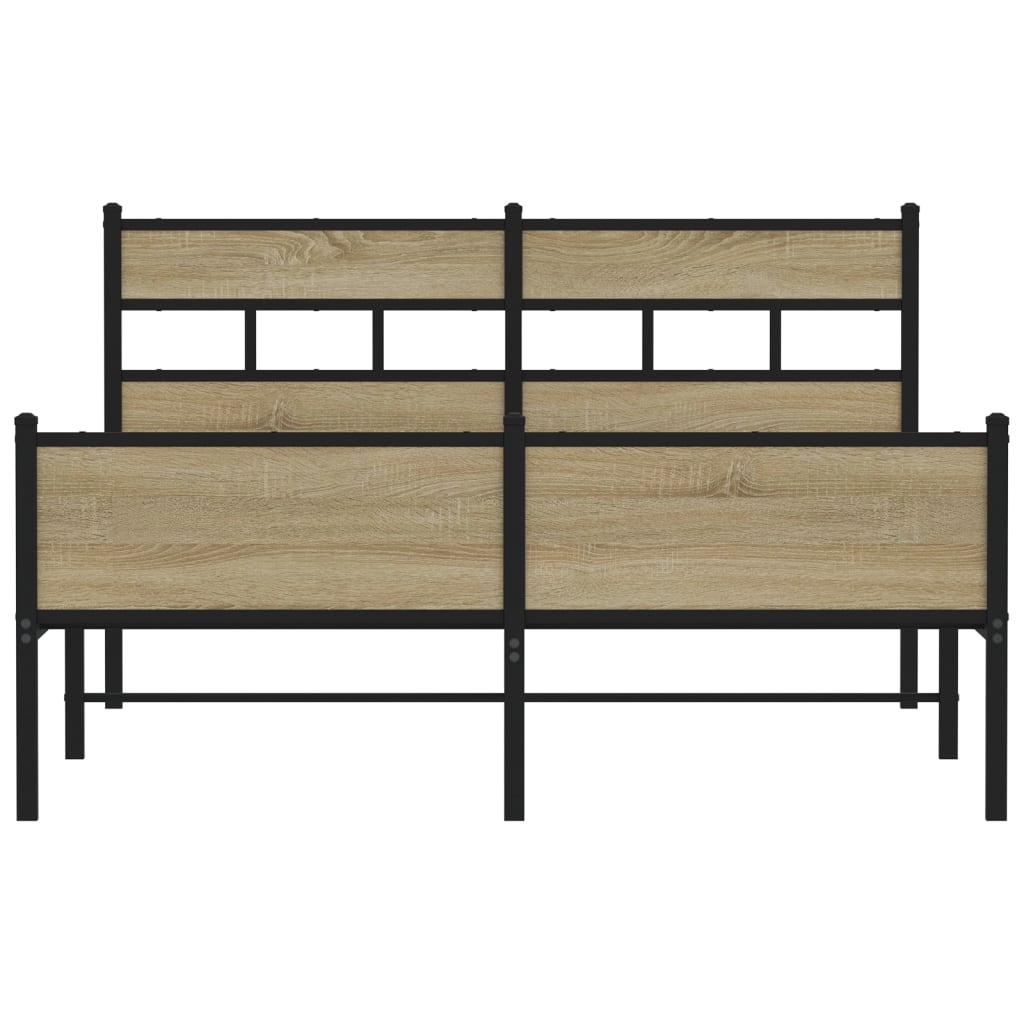 Bed frame without mattress Sonoma oak 137x190 cm wood material