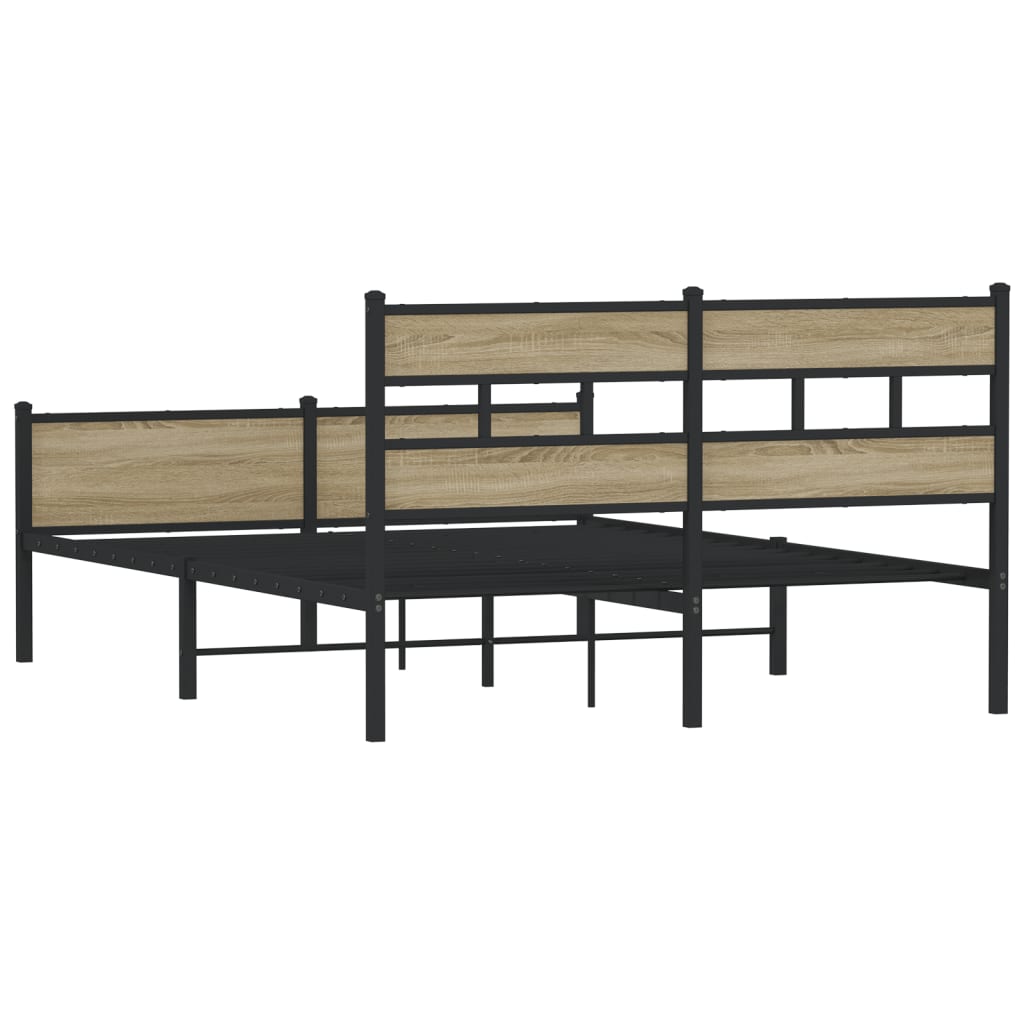 Bed frame without mattress Sonoma oak 137x190 cm wood material