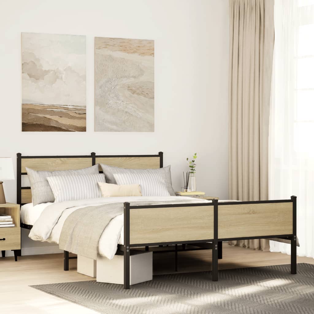 Bed frame without mattress Sonoma oak 140x190 cm wood material