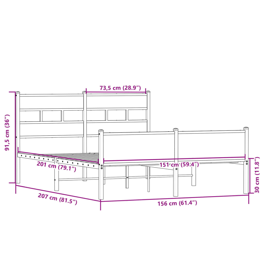 Bettgestell ohne Matratze Sonoma-Eiche 150x200 cm Holzwerkstoff