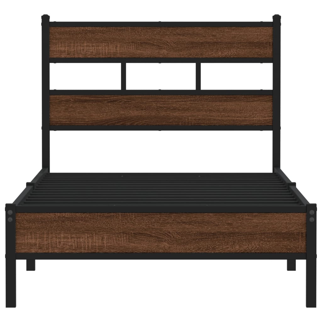 Bed frame without mattress brown oak 80x200 cm wood material