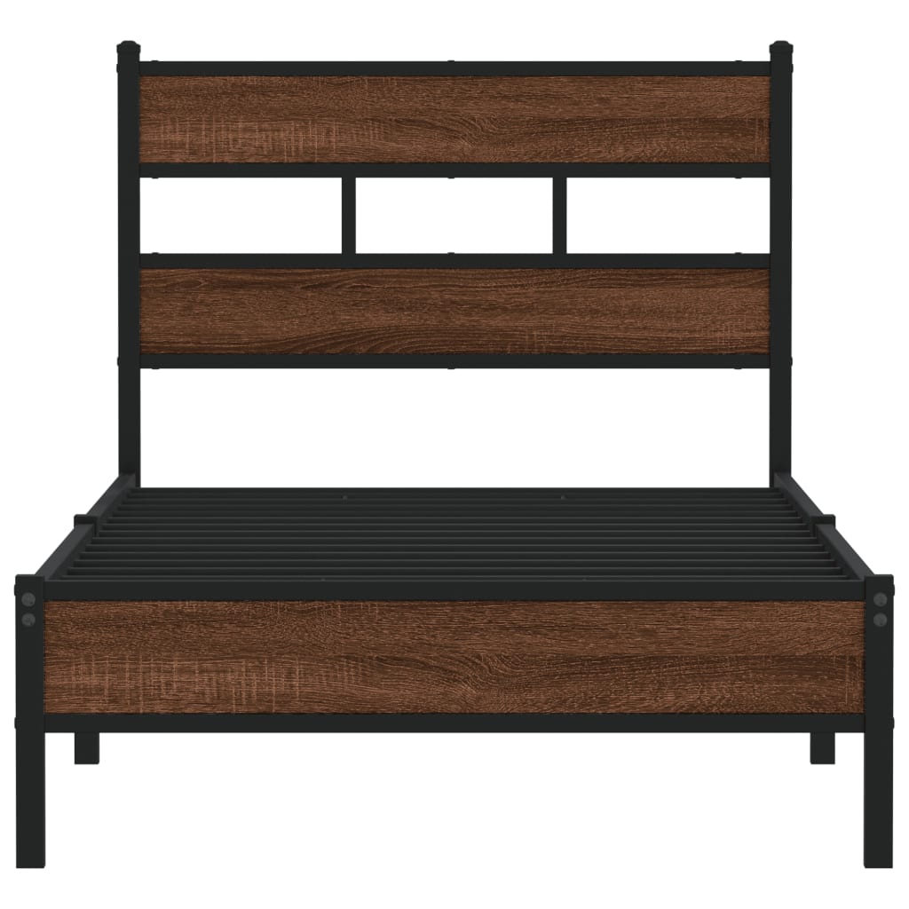 Bed frame without mattress brown oak 100x190 cm wood material