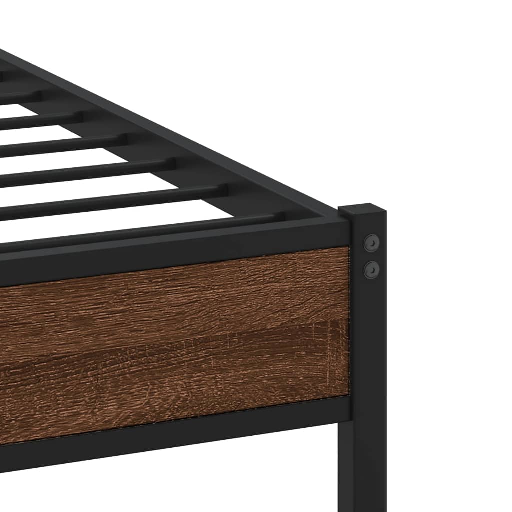 Bed frame without mattress brown oak 100x190 cm wood material