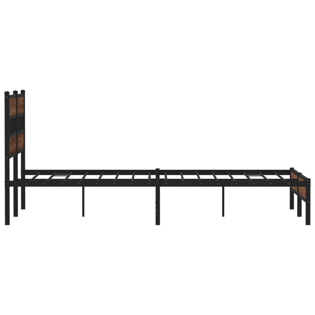 Bed frame without mattress brown oak 137x190 cm wood material