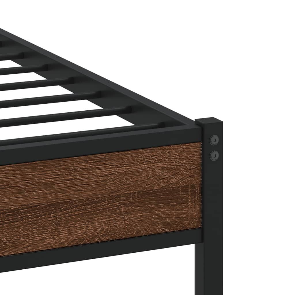 Bed frame without mattress brown oak 137x190 cm wood material