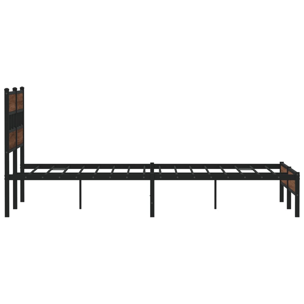 Bed frame without mattress brown oak 140x200 cm wood material