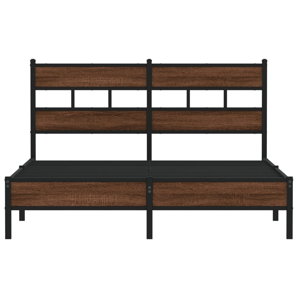 Bed frame without mattress brown oak 150x200 cm wood material