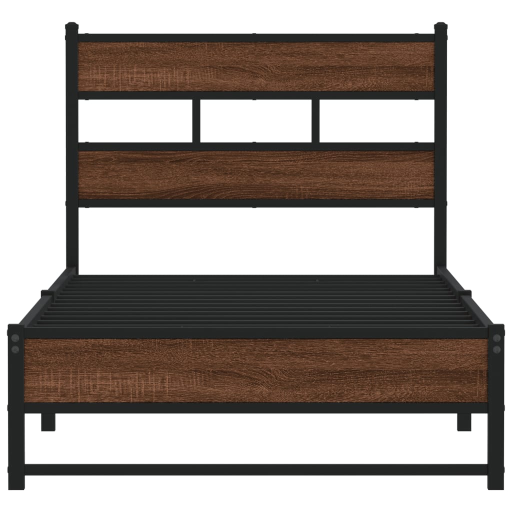 Metal bed without mattress oak look 75x190 cm