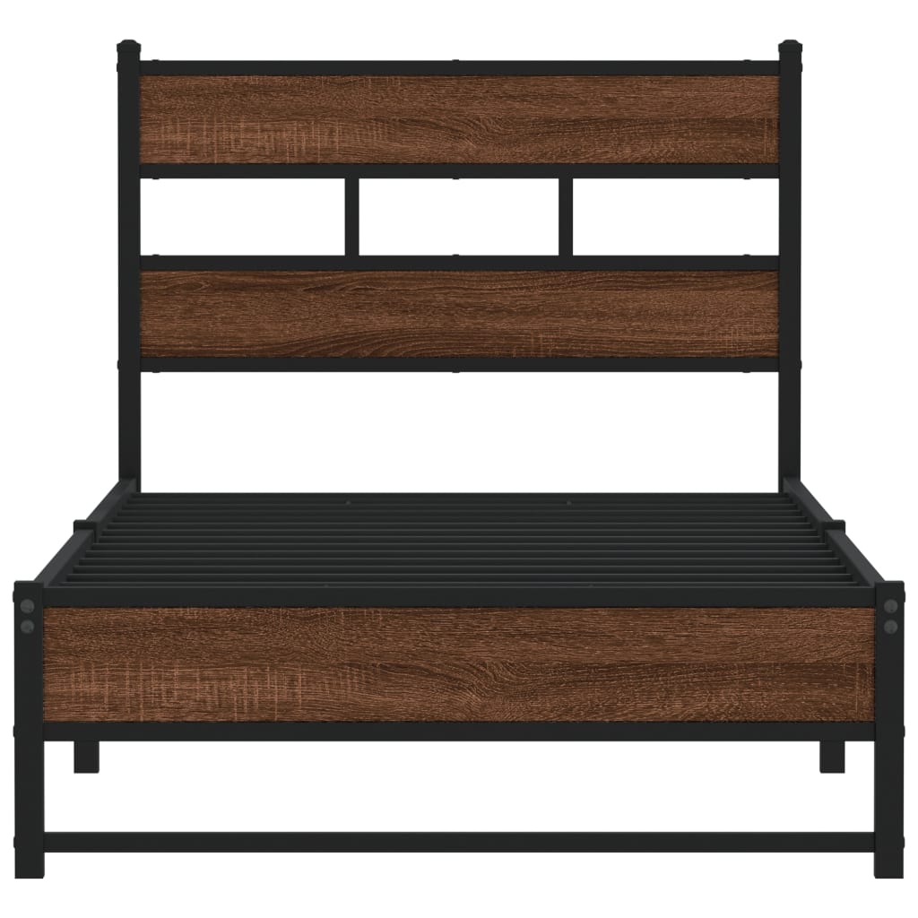 Metal bed without mattress oak look 90x200 cm