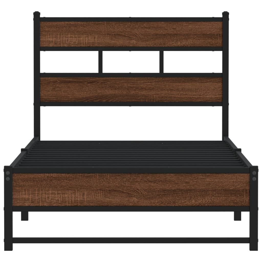 Metal bed without mattress oak look 100x200 cm