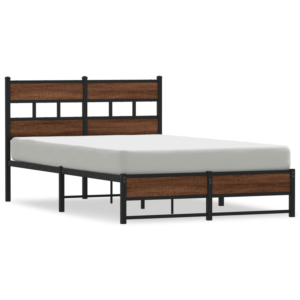 Metal bed without mattress oak look 120x190 cm