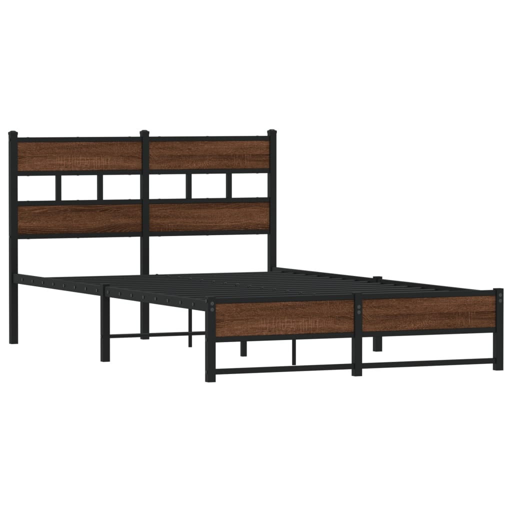 Metal bed without mattress oak look 120x190 cm