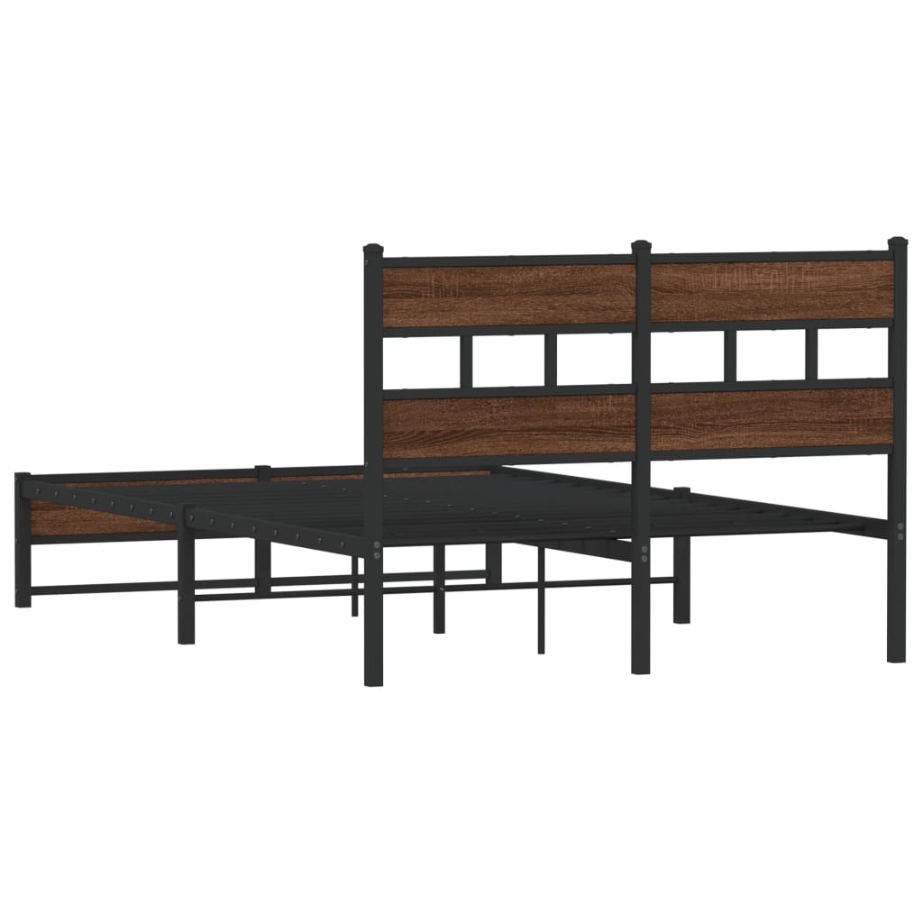 Metal bed without mattress oak look 120x190 cm