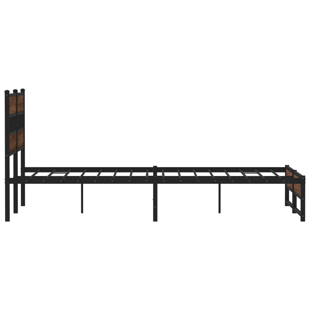 Metal bed without mattress oak look 135x190 cm