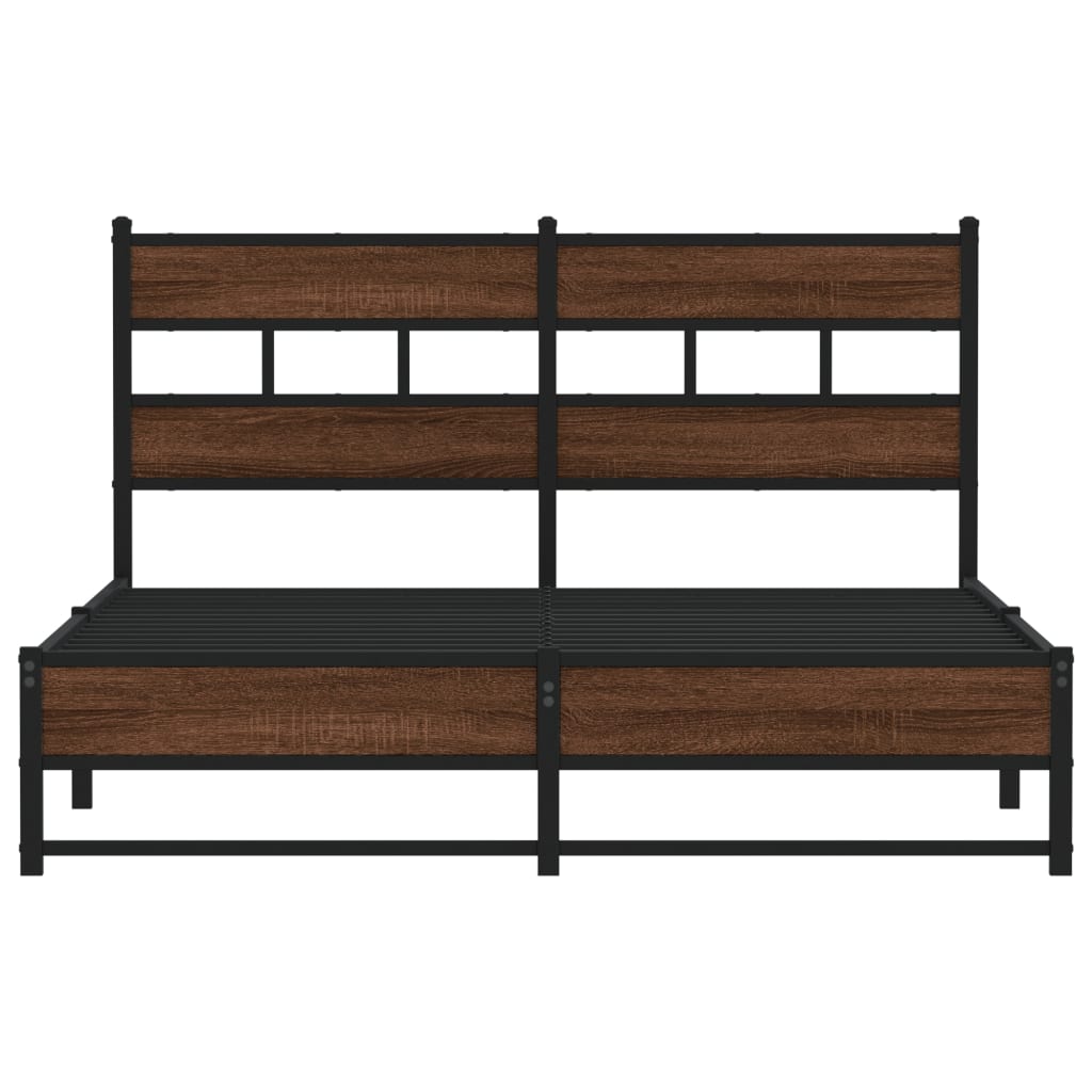 Metal bed without mattress brown oak look 150x200 cm