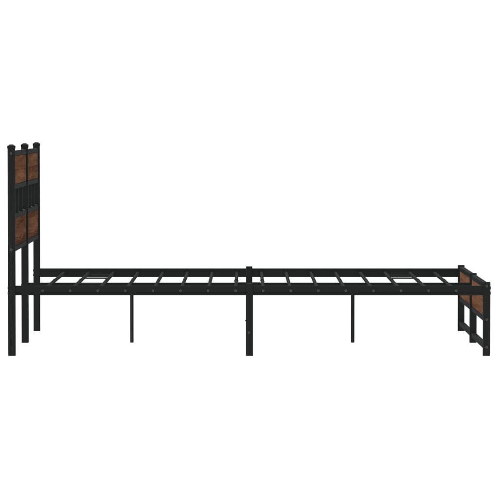 Metal bed without mattress brown oak look 150x200 cm