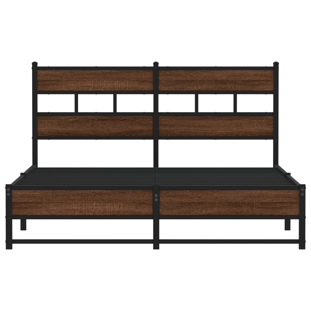 Metal bed without mattress brown oak look 160x200 cm