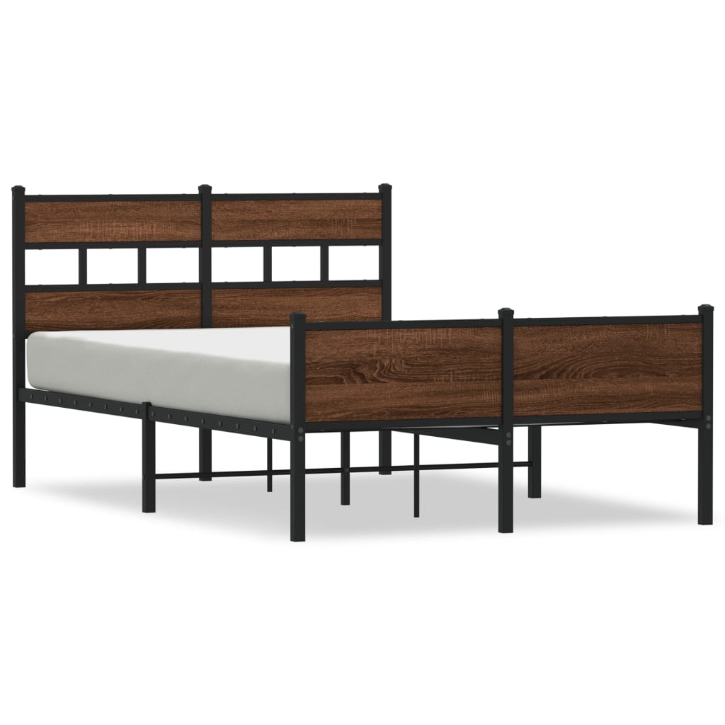 Bed frame without mattress brown oak 120x200 cm wood material