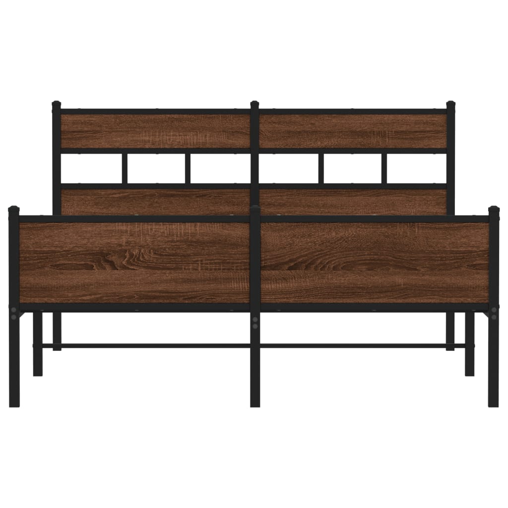 Bed frame without mattress brown oak 137x190 cm wood material