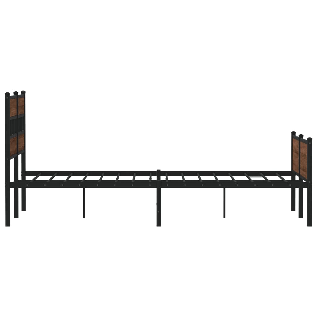 Bed frame without mattress brown oak 140x190 cm wood material